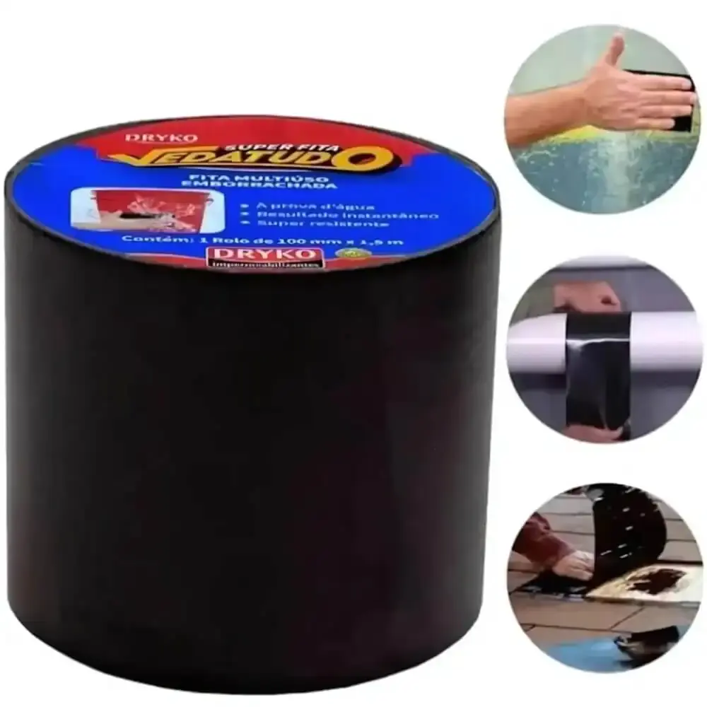 Fita adesiva emborrachada vedatudo ultradry preta Dryko — fotografia 3