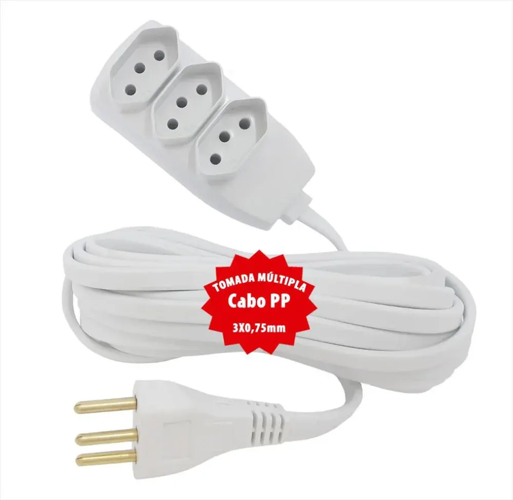 Extensão elétrica pp 3X0,75MM 10M branco lider plus — fotografia 2