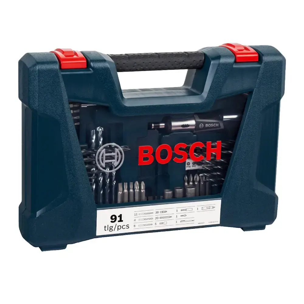 Kit de pontas, bits e brocas em titânio v-line estojo com 91 peças Bosch — fotografia 2