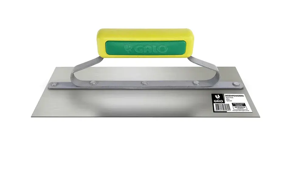 Desempenadeira de aço inox 12X29CM para gesso com cabo Galo