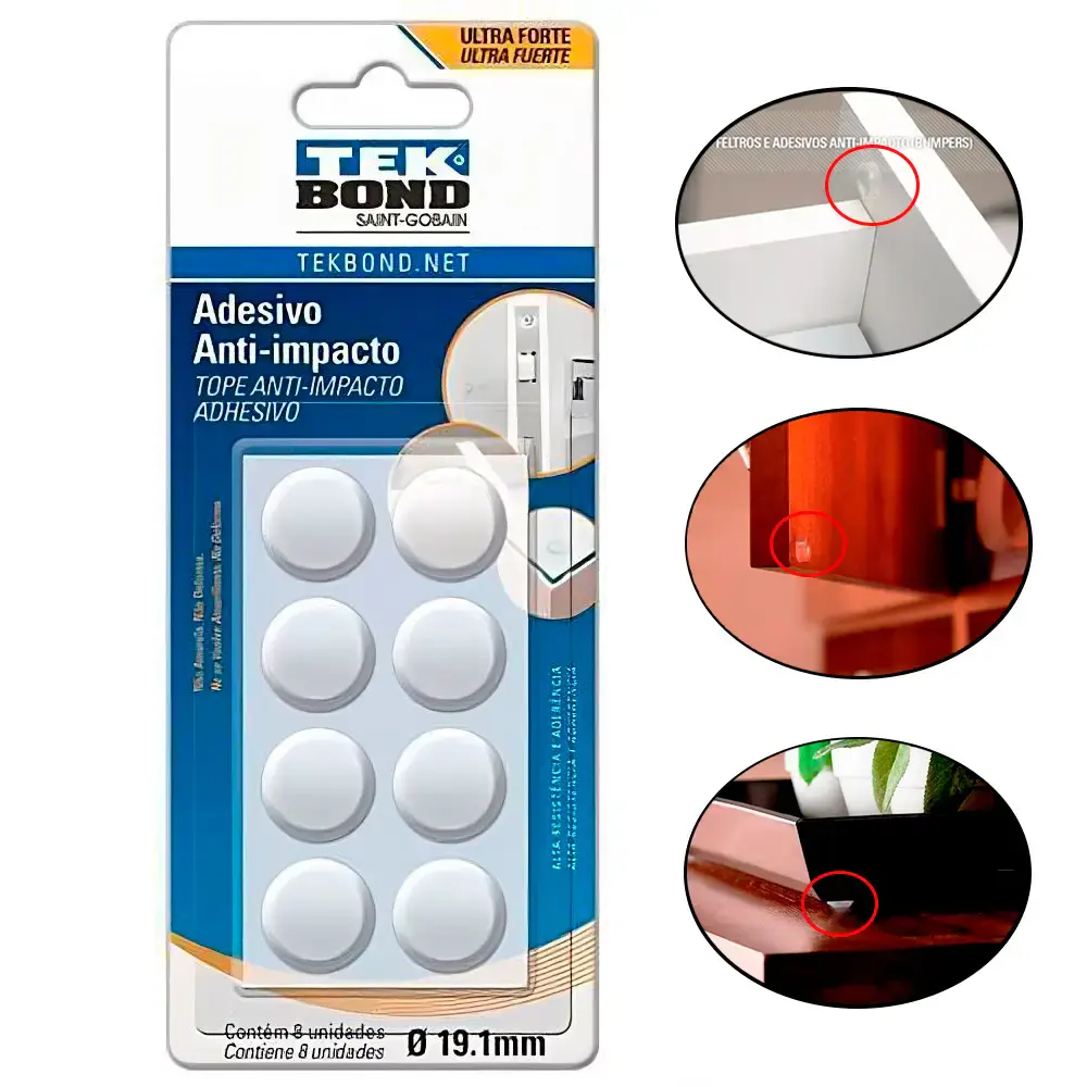 Adesivo Silicone Anti-Impacto Multiuso para Casa Bumper M 8 unidades 23401019100 TEKBOND — fotografia de referência