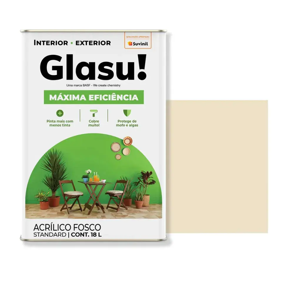 Tinta acrílica máxima eficiência fosco areia 18L glasu Suvinil Glasu! — fotografia 2