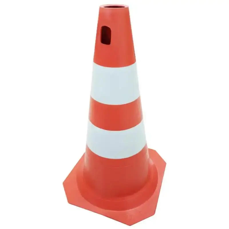 Cone sinalizador rígido PLT de PVC laranja e branco 50 CM Plastcor