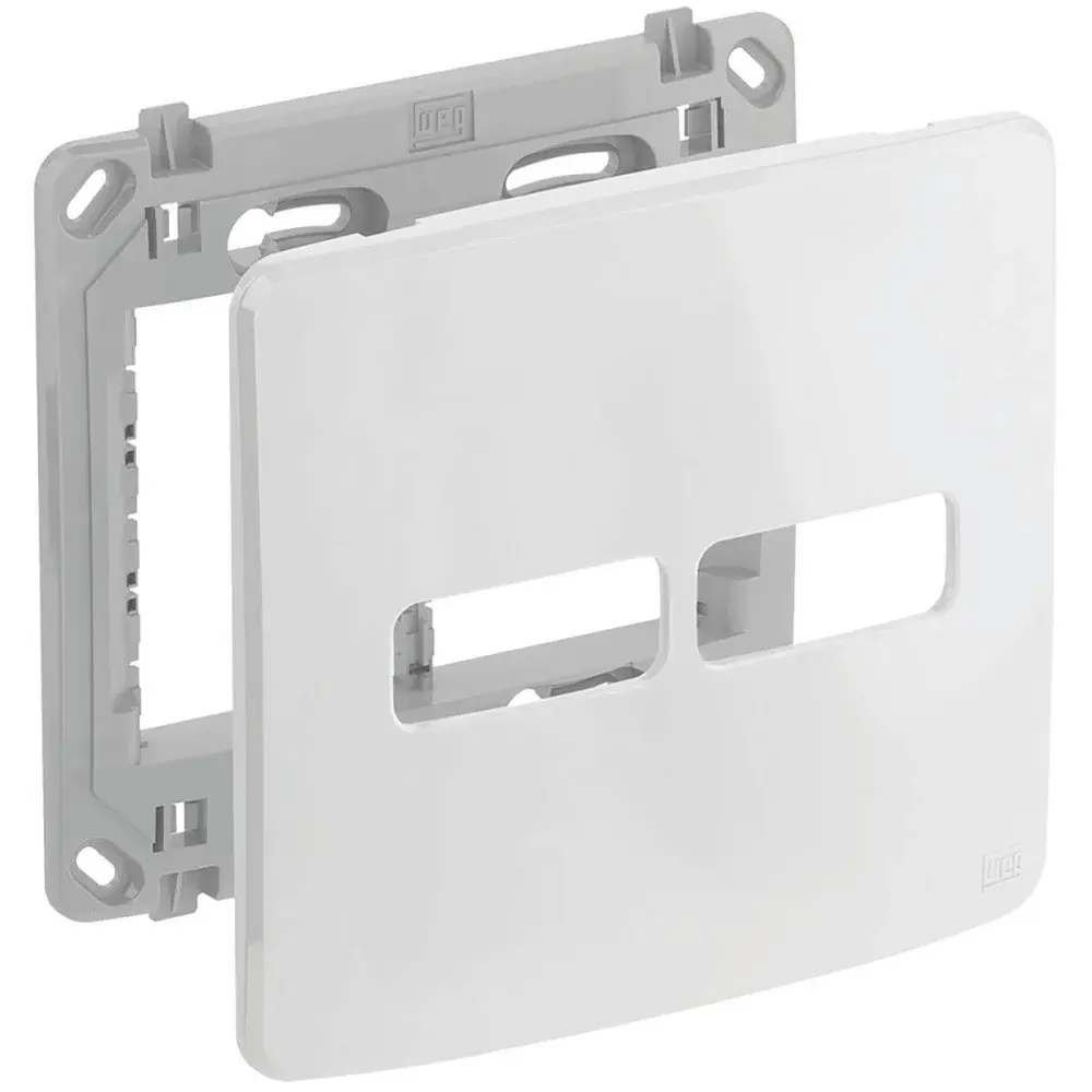 Conjunto placa e suporte 4X4 2P branco da WEG