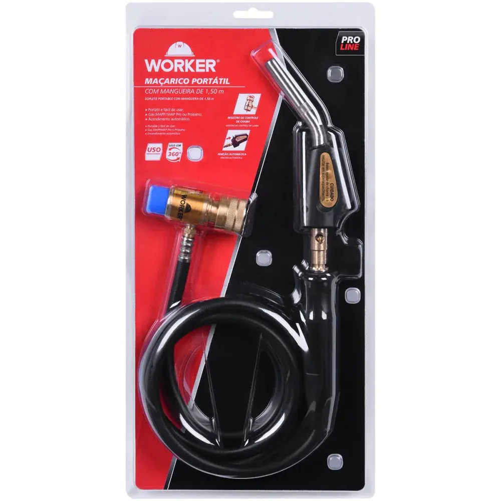 Maçarico portátil automático mapp com mangueira 12.300BTUS Worker — fotografia 4