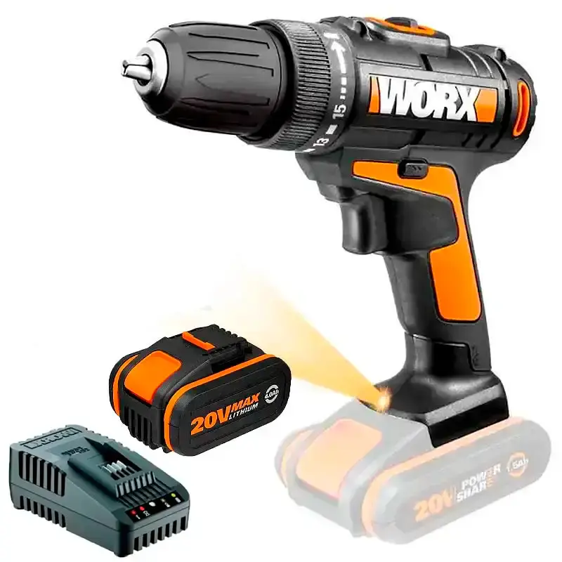 Furadeira parafusadeira WX101.9 + bateria 4.0 ah powershare e carregador bivolt Worx