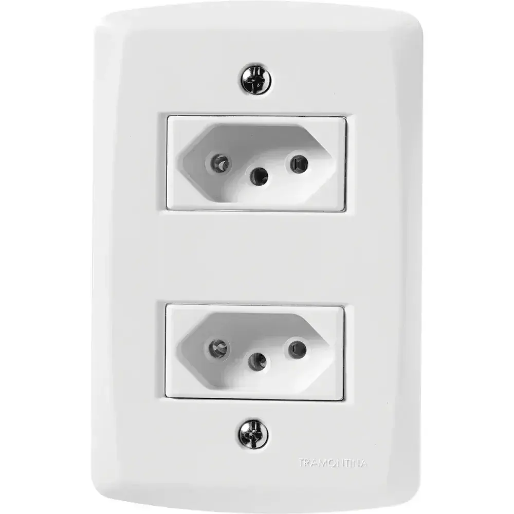 Conjunto com 2 tomadas 2P+T 10A 250V branco Tramontina — fotografia 2