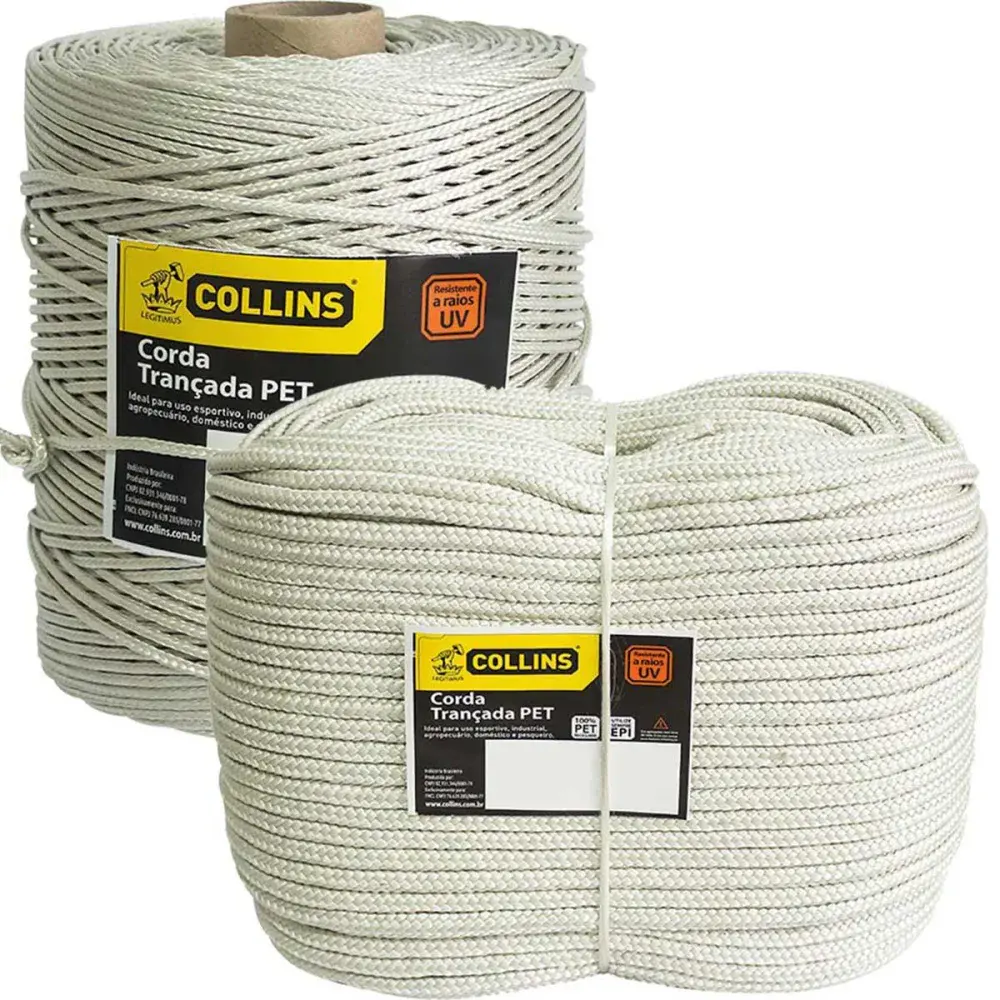 Corda pet trançada 165M/ 10MM branca Collins — fotografia de referência