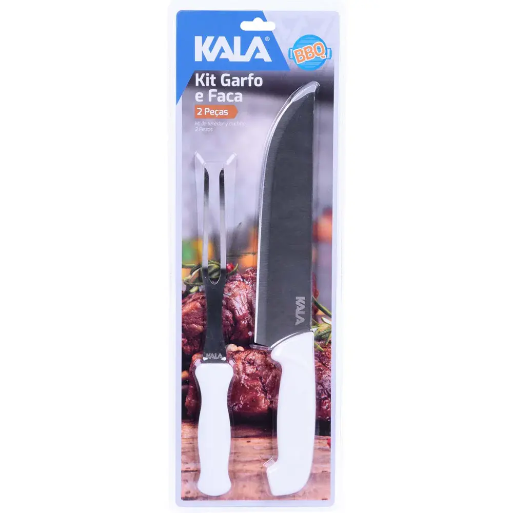 Kit garfo e faca para cozinha em aço inox 2 peç Kala — fotografia 2