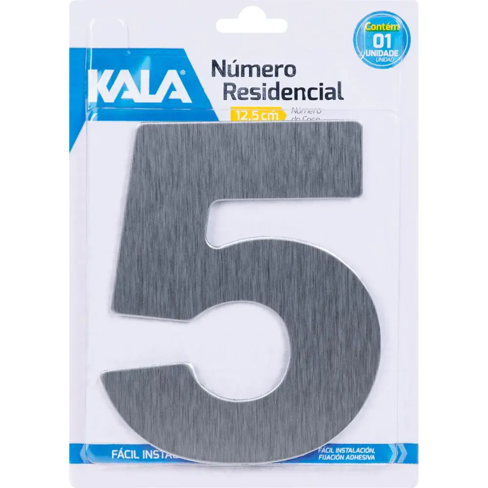 Número residencial N°5 aço escovado 12,5CM Kala — fotografia de referência