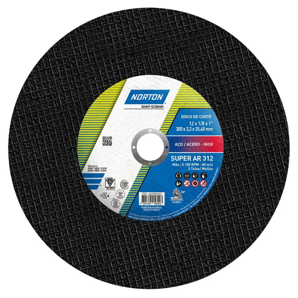 Disco de corte super aços ar 312 300X3.2MM Norton — fotografia de referência