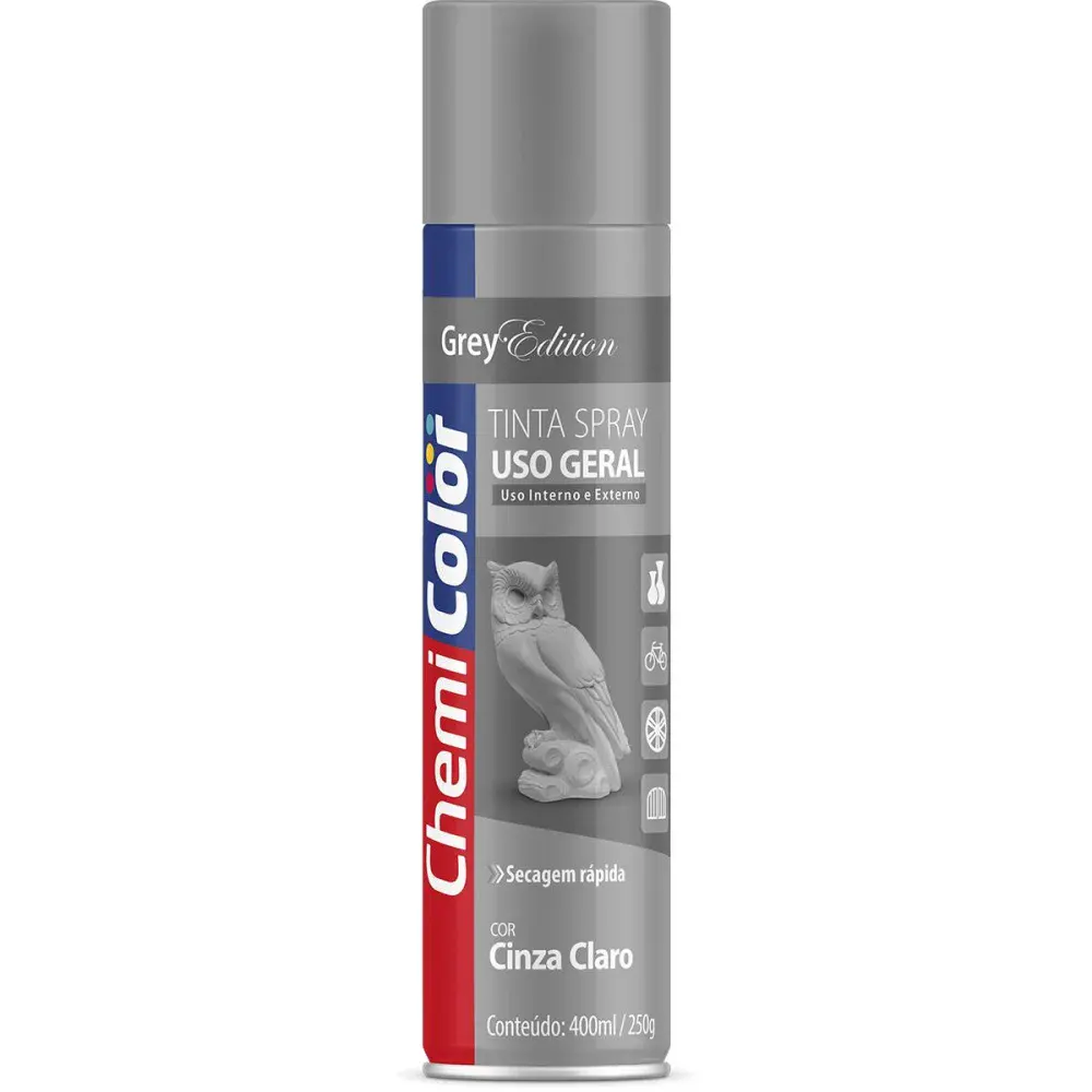 Tinta spray uso geral 400ML/250G cinza claro Chemicolor