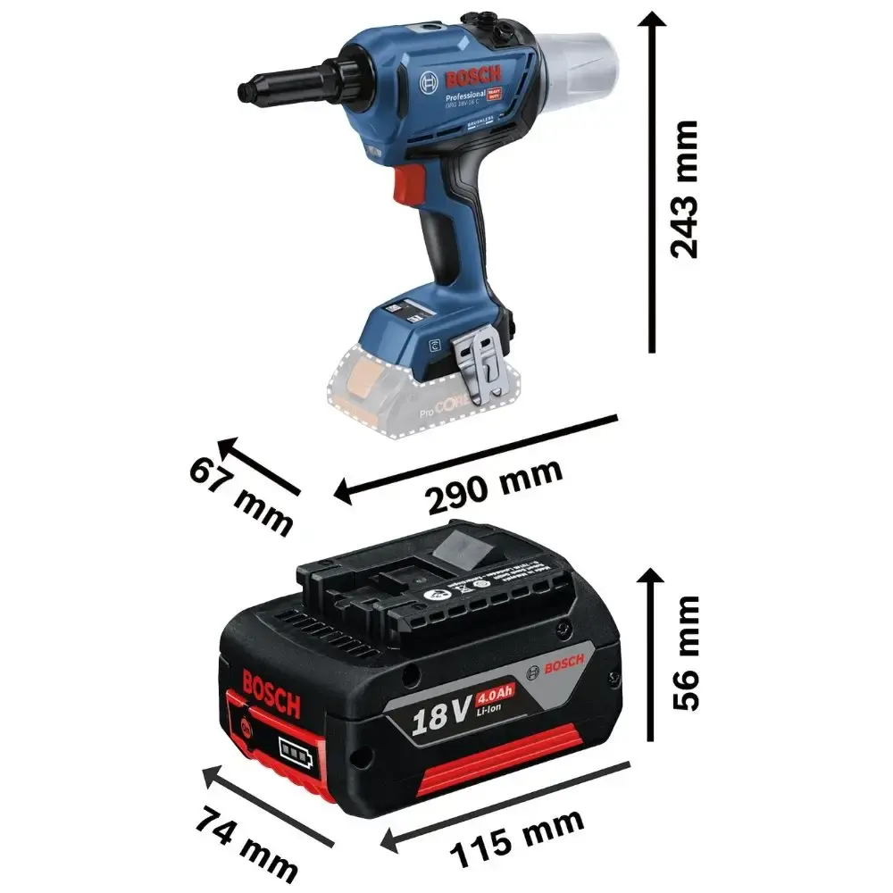 Rebitador 18V brushless GRG 18V-16C com bateria 4AH Bosch — fotografia 2