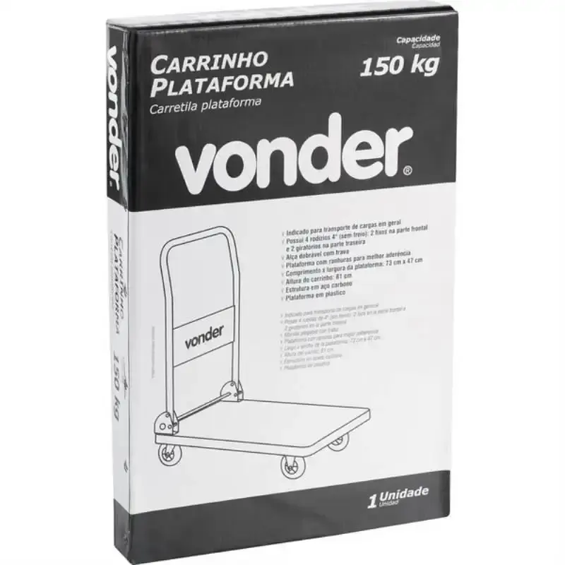 Carrinho plataforma 150 KG dobrável Vonder — fotografia 4