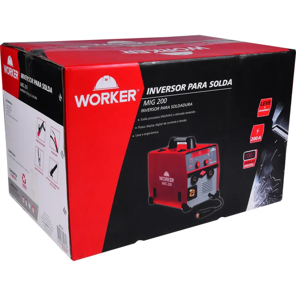 Inversora para solda MIG200 32A 50/60HZ ac 220V Worker — fotografia 6