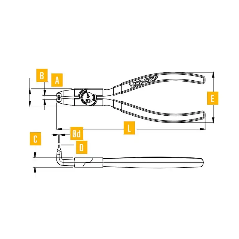 Alicate para anéis interno curvo 5.5 pol vise-grip — fotografia 4