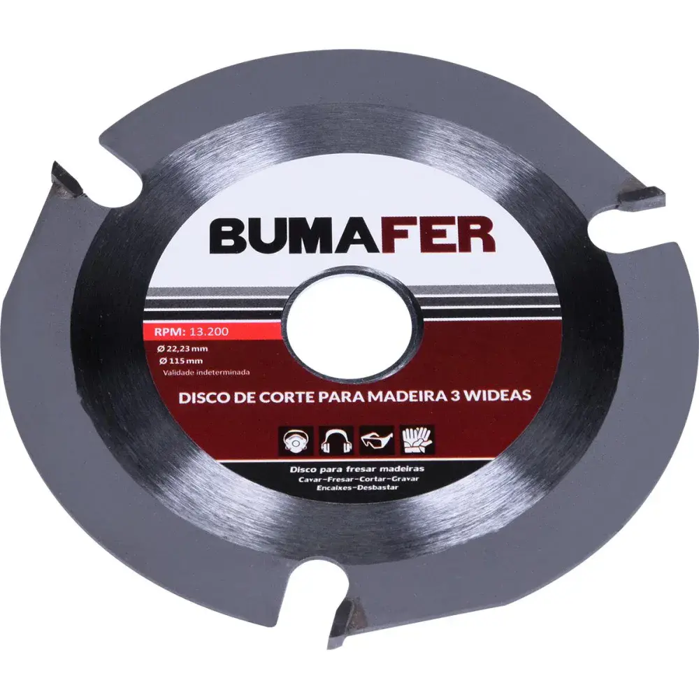 Disco de corte para madeira 3 wideas 115MM x 2223MM Bumafer — fotografia 3