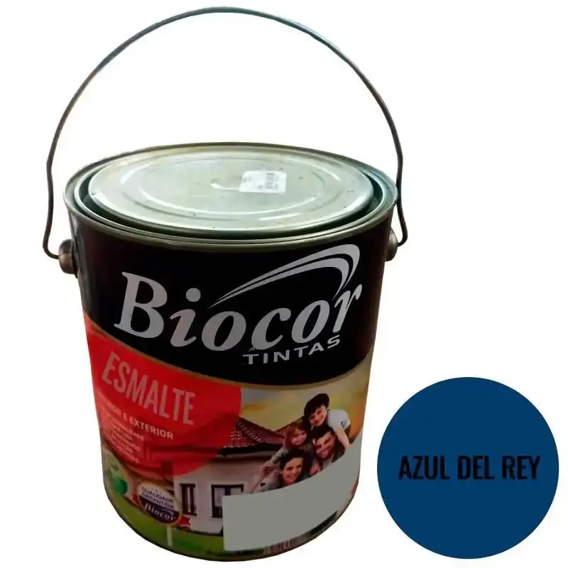 Tinta esmalte à base d'água azul del rey brilhante lata 3.6L para pisos e paredes biocor