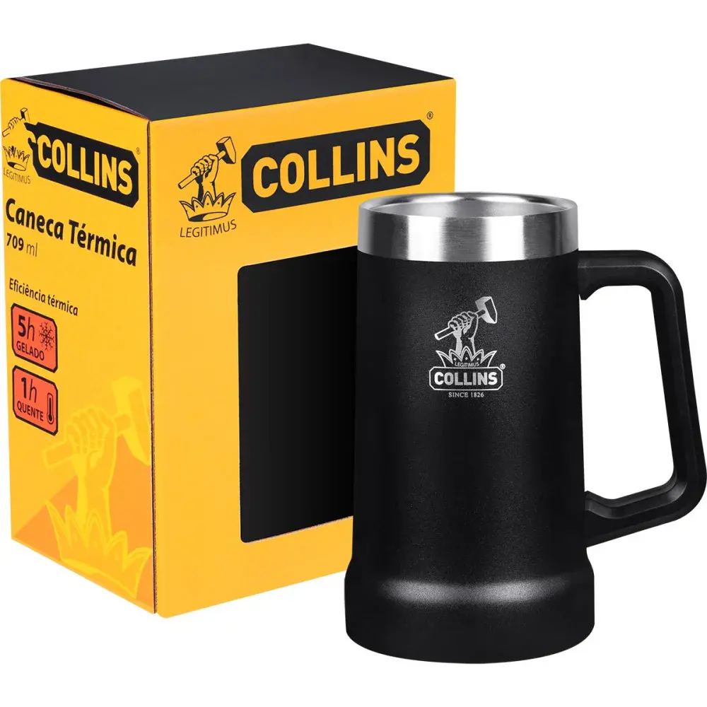 Caneca térmica aço 709ML preto Collins