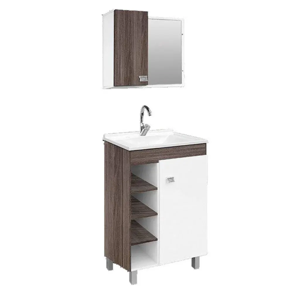 Conjunto sophia 60 para banheiro com pés branco/amêndoa da Fabribam