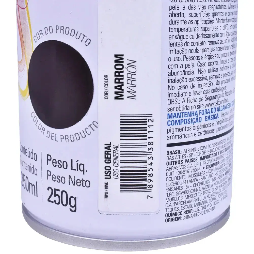 Tinta spray uso geral marrom 350ML Tekbond — fotografia 9