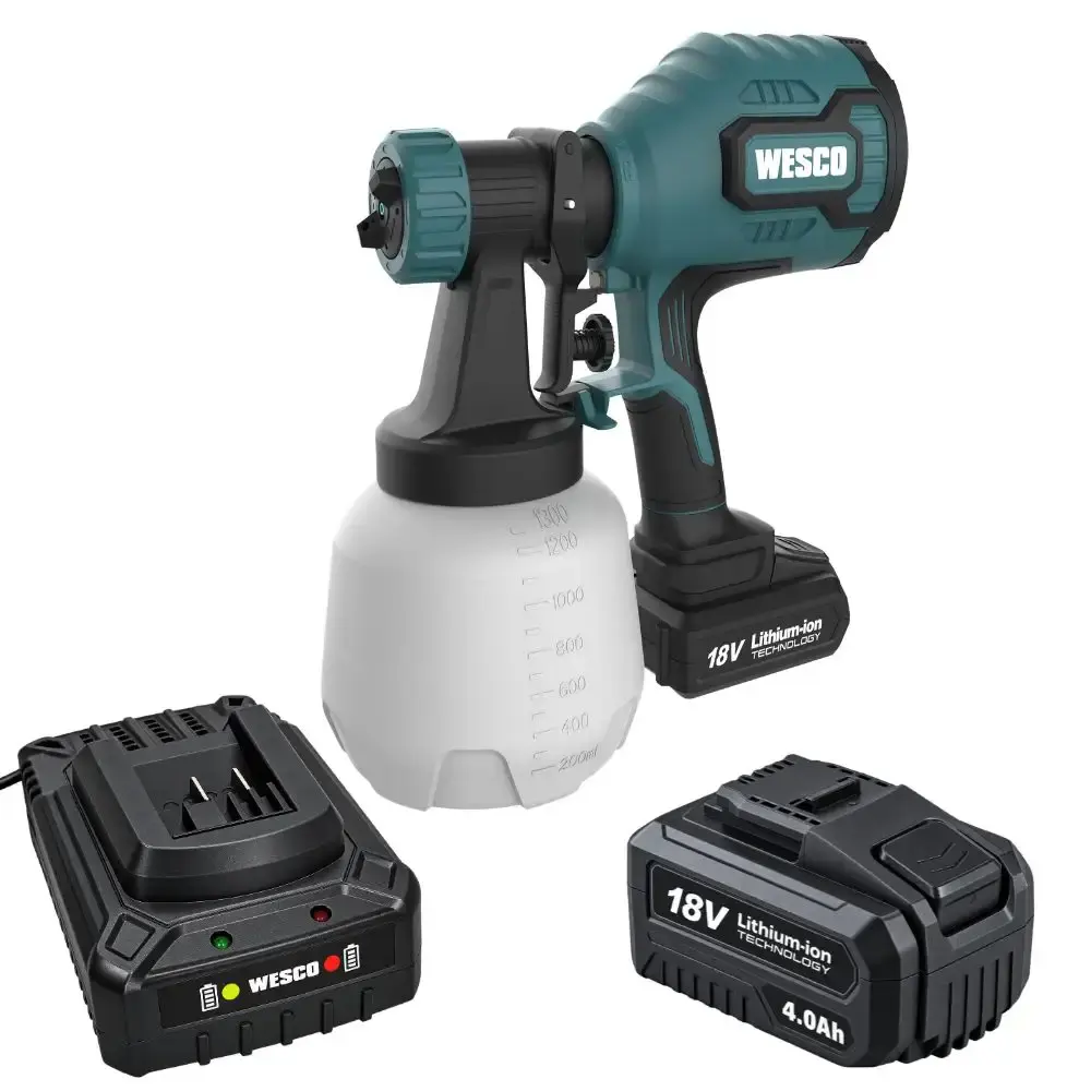 Pistola de pintura a bateria 18V WS9940 com bateria e carregador WS9969 Wesco