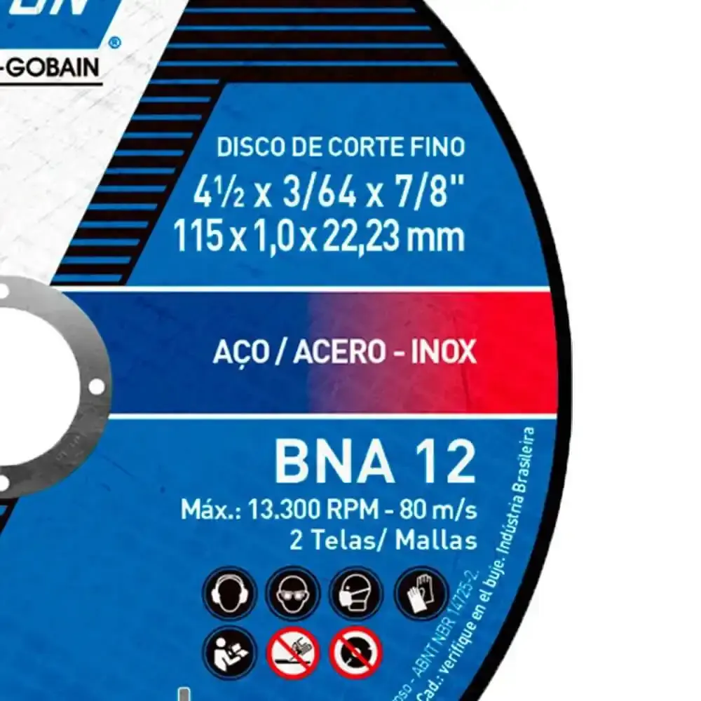 Disco de corte para metal e inox 4.1/2 POL BNA 12 Norton — fotografia 4