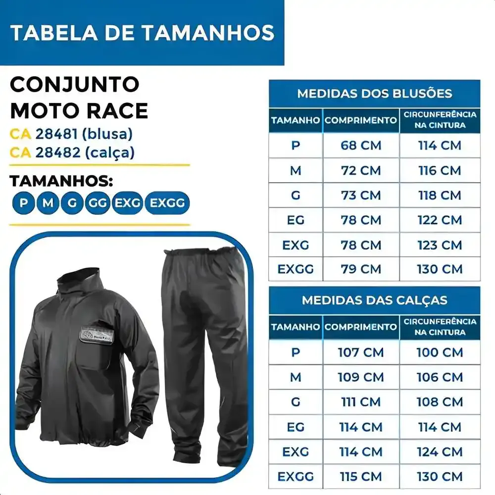 Conjunto motoqueiro capa de chuva blusão e calça moto race Evald XG — fotografia 6