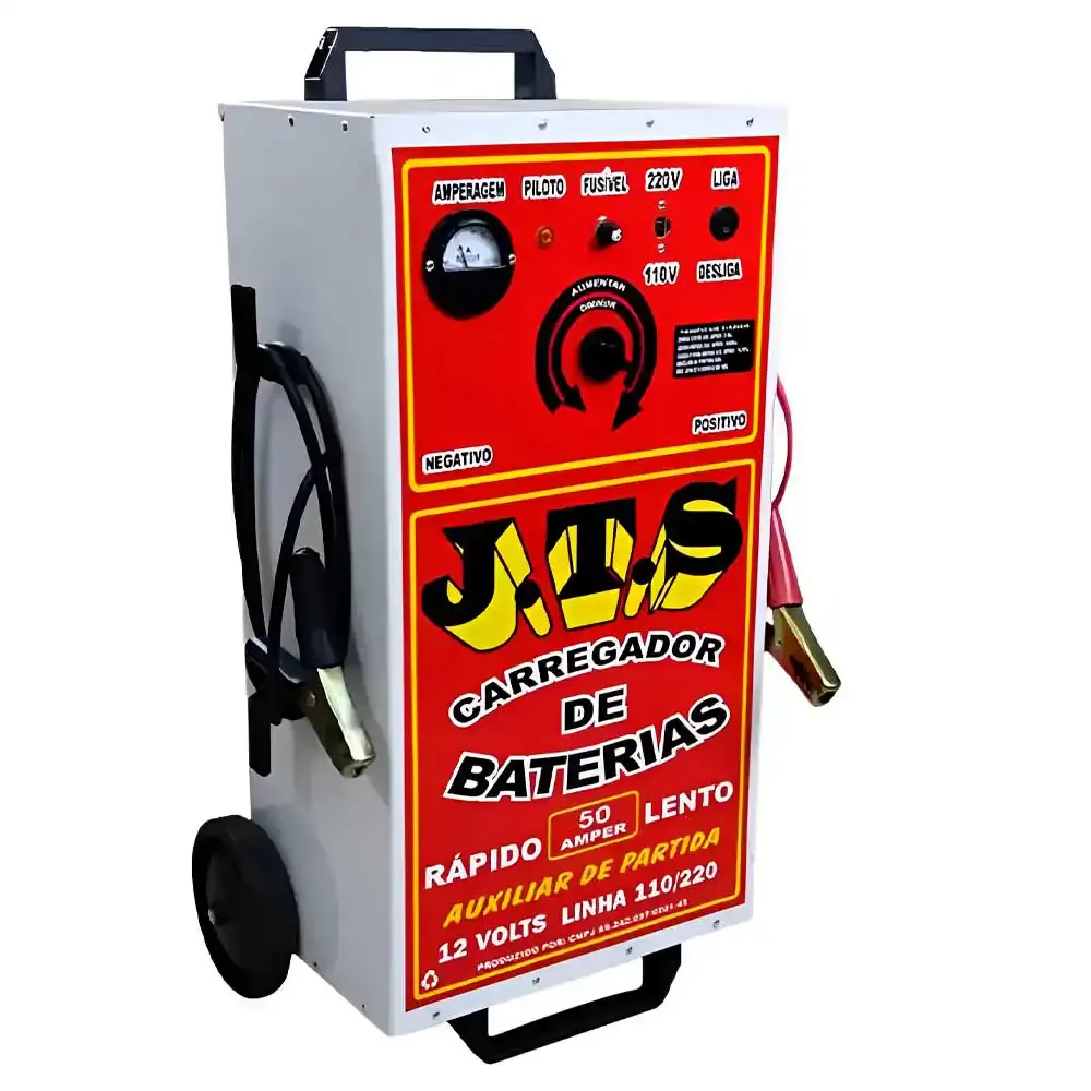 Carregador de Baterias 50A 12V c/ Auxiliar de Partida e Seletor J.T.S