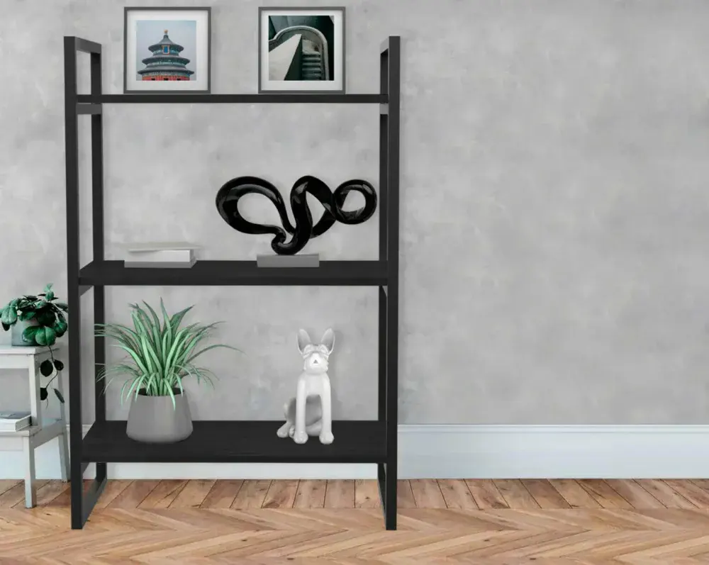 Prateleira industrial com 3 prateleiras 60 x 30 cm preta Brasforma