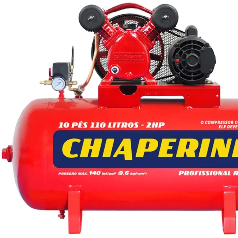 Compressor de ar 2 HP 10 pés 110 litros trifásico 220/380V Chiaperini — fotografia 2