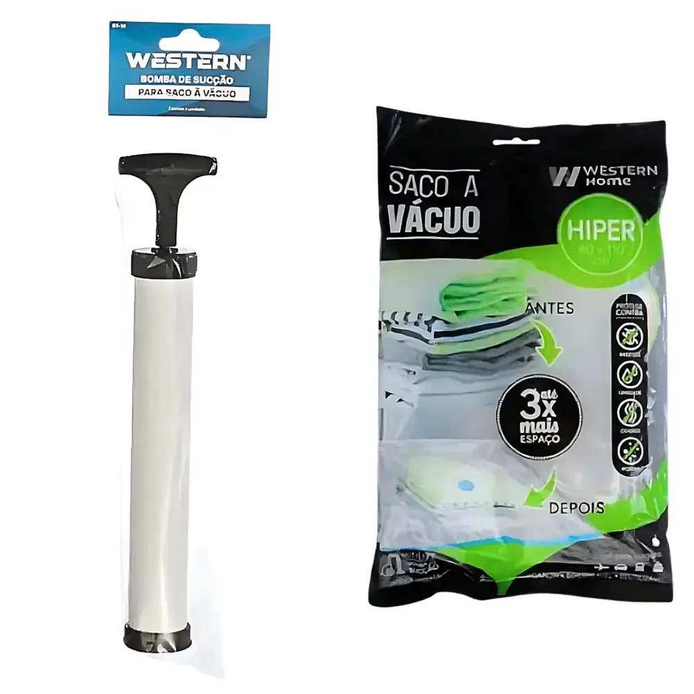Saco a Vácuo 80 x 110 cm 5 Unidades e Bomba de Sucção WESTERN — fotografia 9