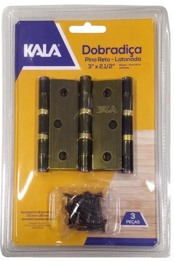 Dobradiça pino reto 3X2.1/2 latonado 866911 Kala — fotografia de referência
