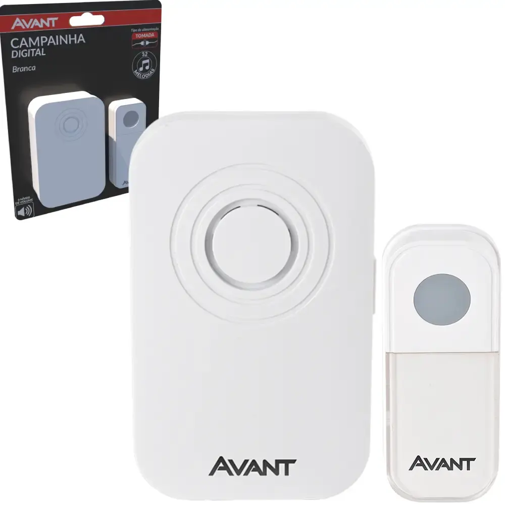 Campainha digital de tomada sem fio bivolt branco Avant