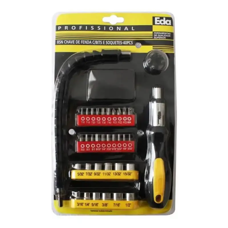 Kit de ferramentas com cabo flexível e 40 peças 8SN + jogo de chave torx 10 peças T9 à T50 8QH Eda — fotografia 2