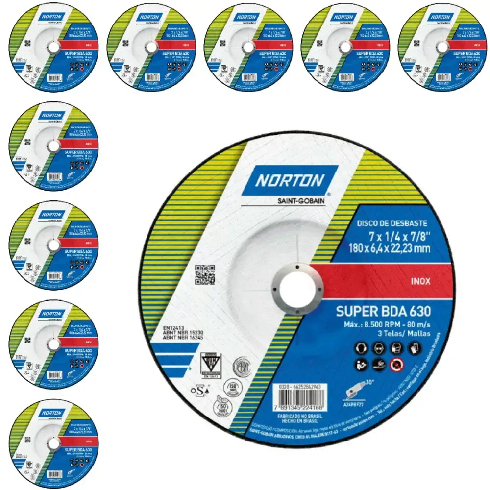 Disco de desbaste inox 7 POL BDA630 com 10 unidades Norton