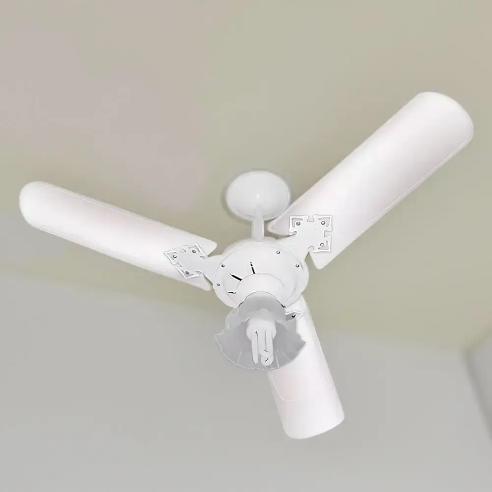 Ventilador de teto 3 pás 130W com lustre várias cores Venti-delta 220 V Branco — fotografia 4