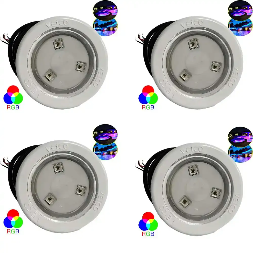 Refletor LED RGB 4.5W para piscinas de fibra 4 unidades 124025 Fluidra
