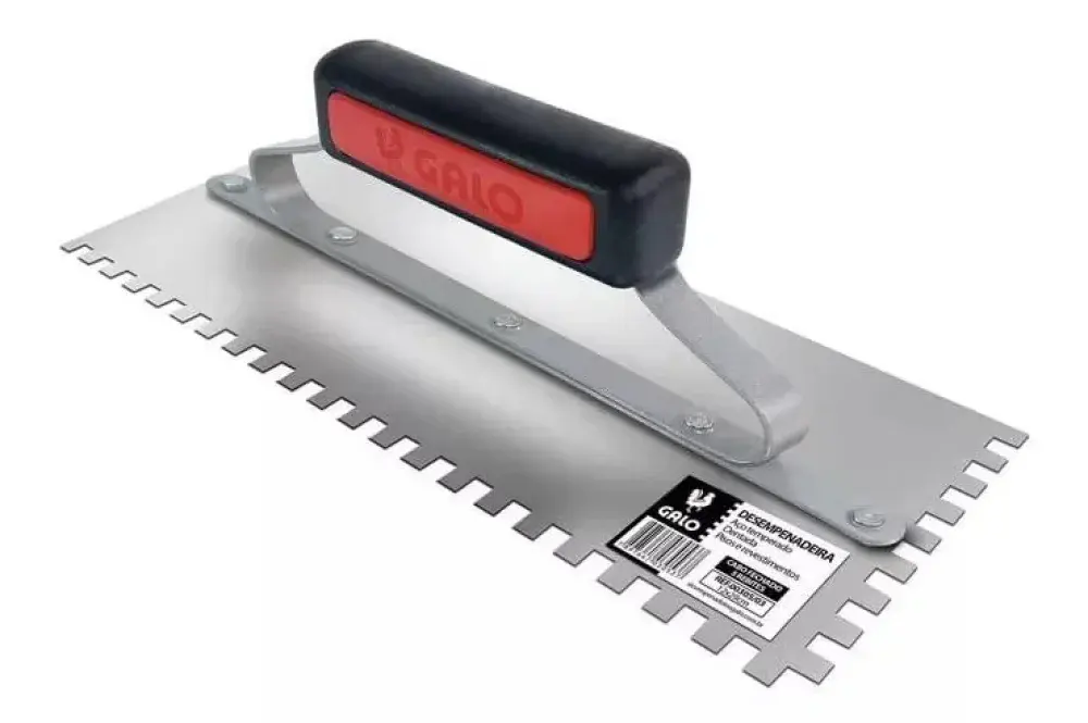 Desempenadeira de aço 12X29CM dentada para gesso Galo