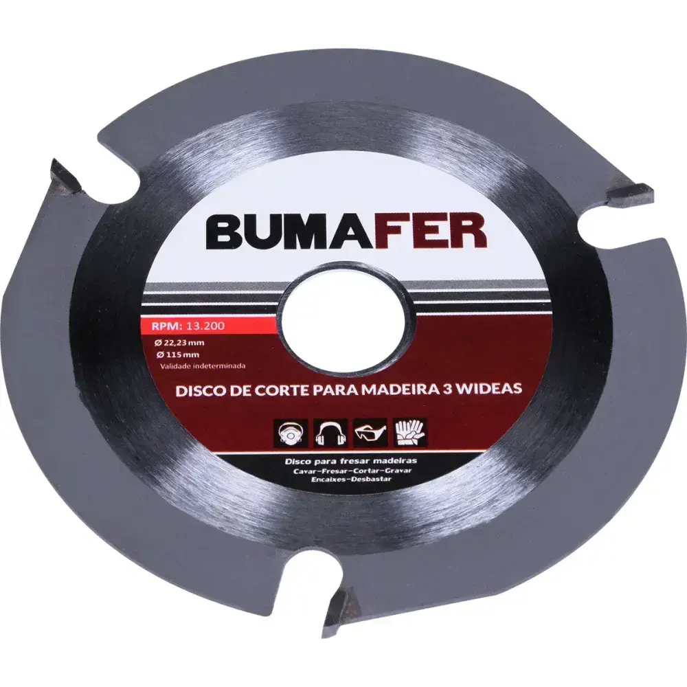 Disco de corte para madeira 3 wideas 115MM x 2223MM Bumafer — fotografia 8