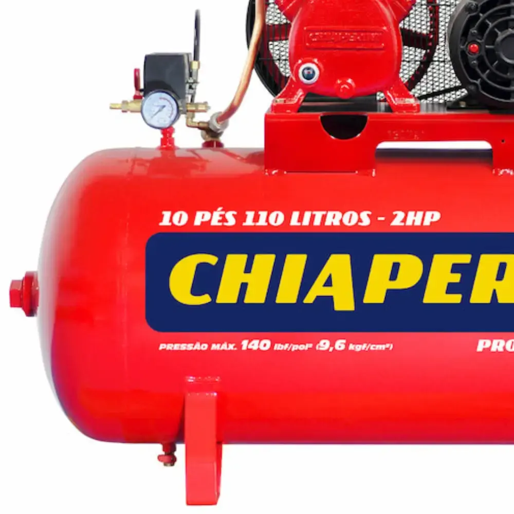 Compressor de ar 10 pés 110 litros 2 HP 2 pistões RED mono Chiaperini — fotografia 4