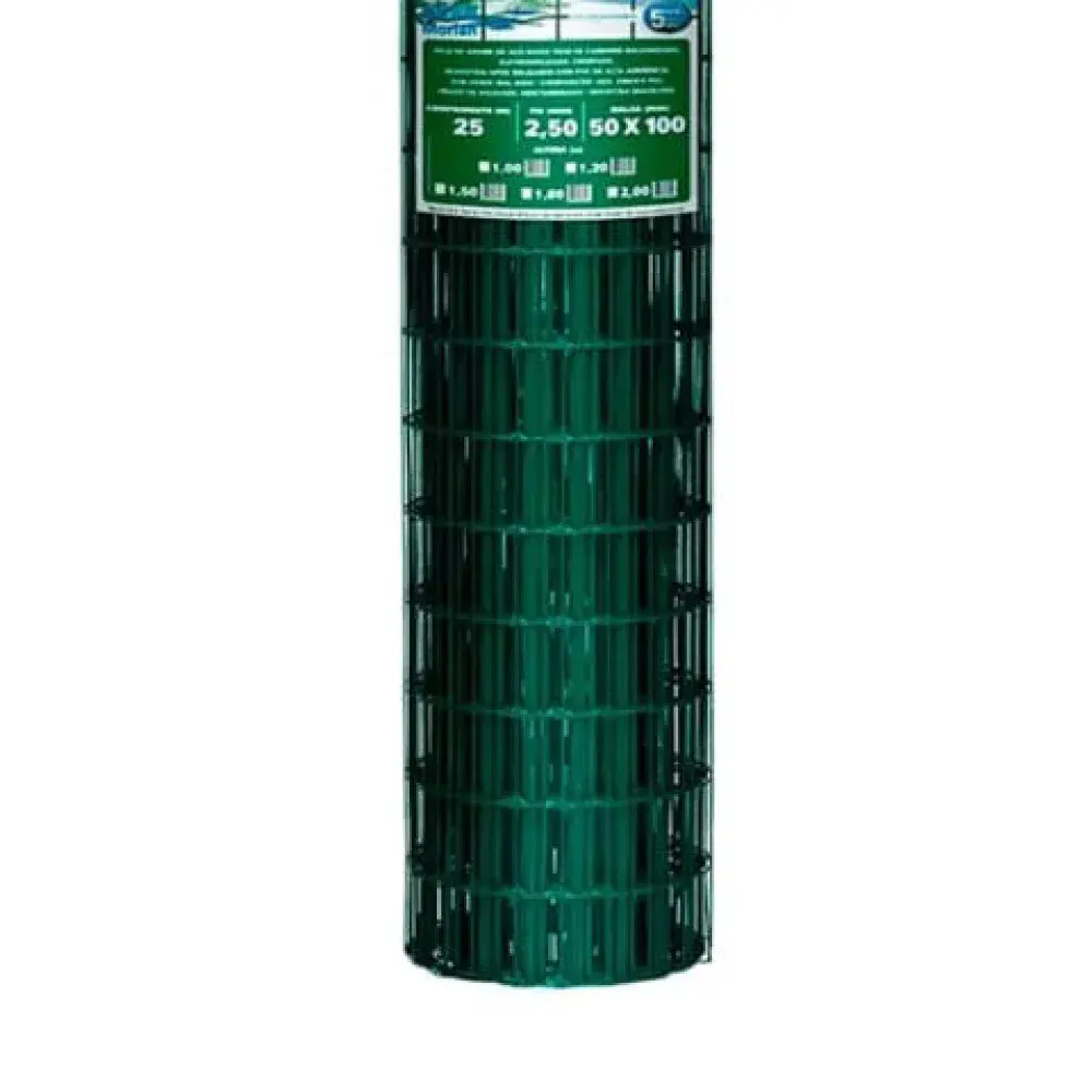 Tela soldada 25M 5X10 fio 2,50X1,00 verde Morlan — fotografia 3