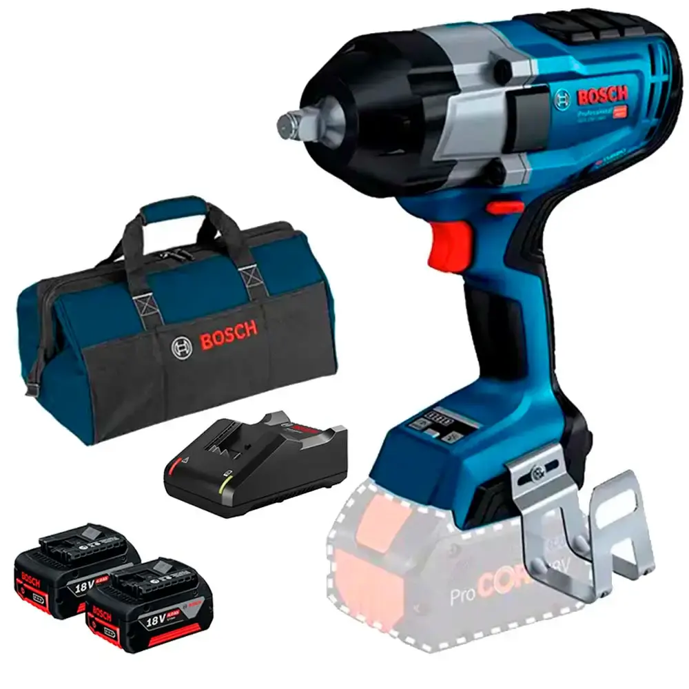 Chave de impacto à bateria 18V 1/2 POL brushless 1000NM 2 baterias 4,0AH, carregador bivolt e bolsa Bosch — fotografia 2