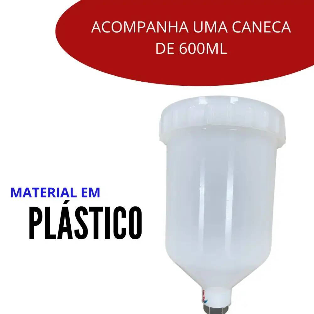 Pistola De Pintura Gravidade 600 ml HVLP 2 bicos 1.4mm e 1.7mm IWPPHVLP2B IMPORTWAY — fotografia 4