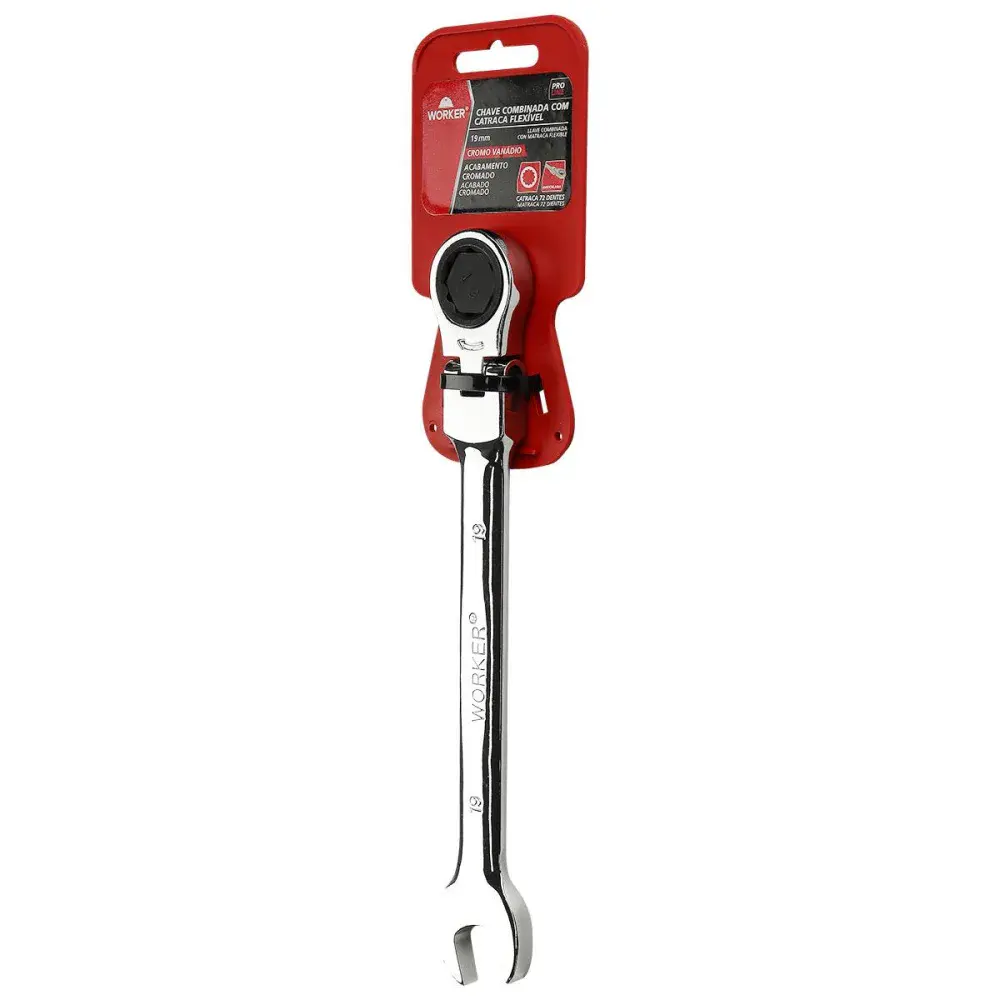 Chave combinada com catraca e cabeça flexível 19MM Worker — fotografia de referência
