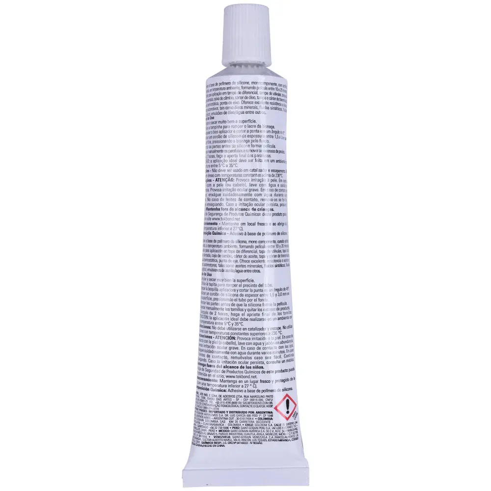 Silicone de alta temperatura cinza blister 50GR Tekbond — fotografia 3