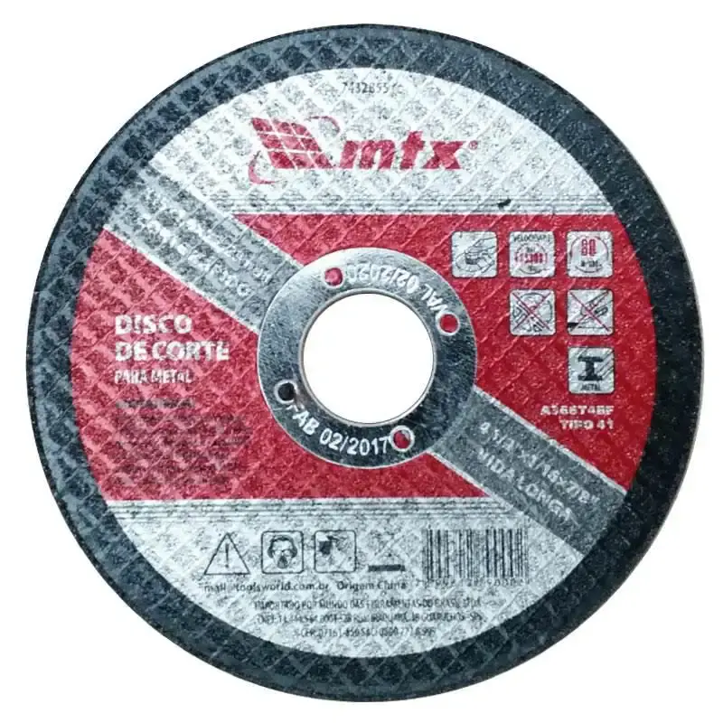 Disco de Corte para Metal 4.1/2 Polegadas x 1.0 MM c/ Furo de 7/8 MTX — fotografia de referência