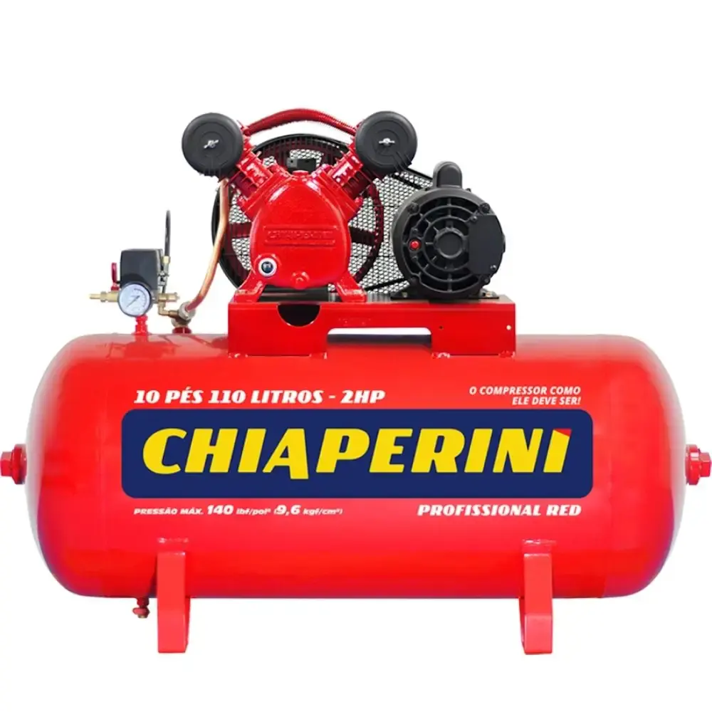 Compressor de ar 2 HP 10 pés 110 litros trifásico 220/380V Chiaperini