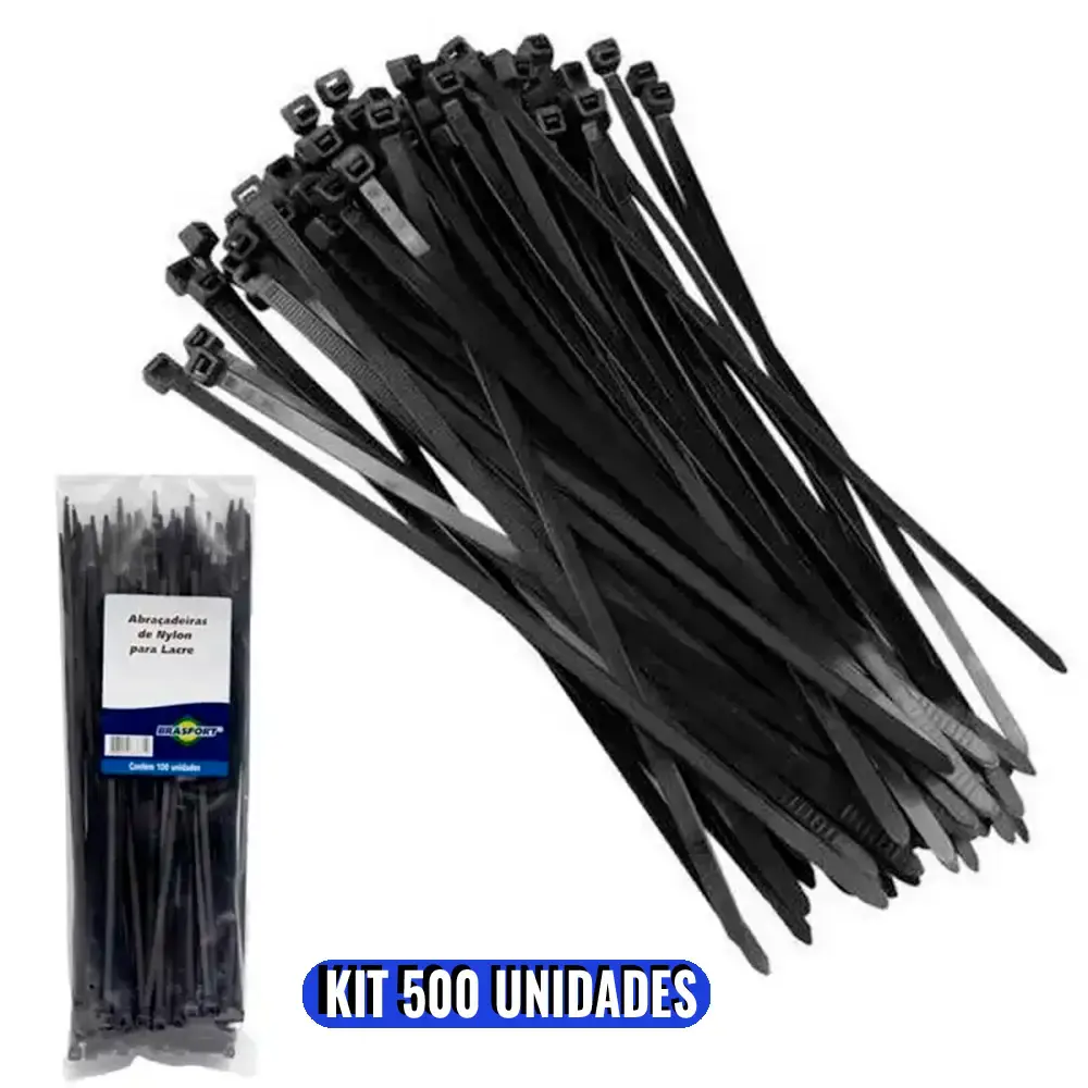 Abraçadeira de Nylon 300 x 4.8 MM Kit 500 Unidades Preto 8871 BRASFORT