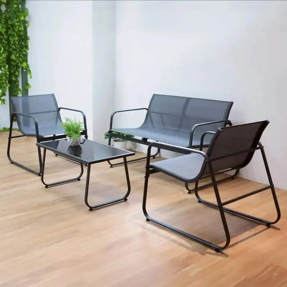Conjunto de mesa e 3 cadeiras para jardim weekend BEL Cinza Belfix — fotografia 4